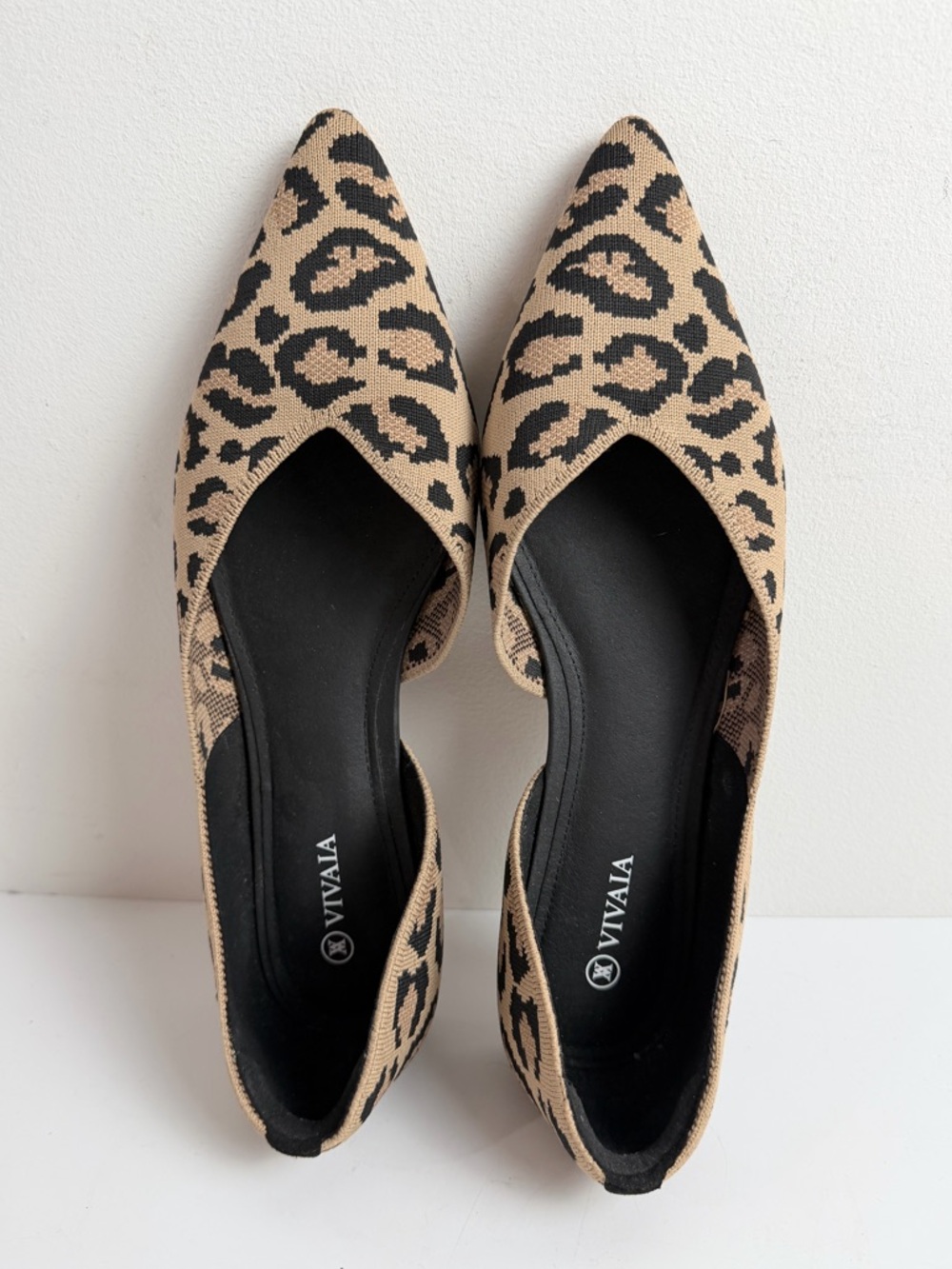 VIVAIA Tan Black Leopard Knit Flats Pointed Toe Size 42 US 10.5 Coquette Indie